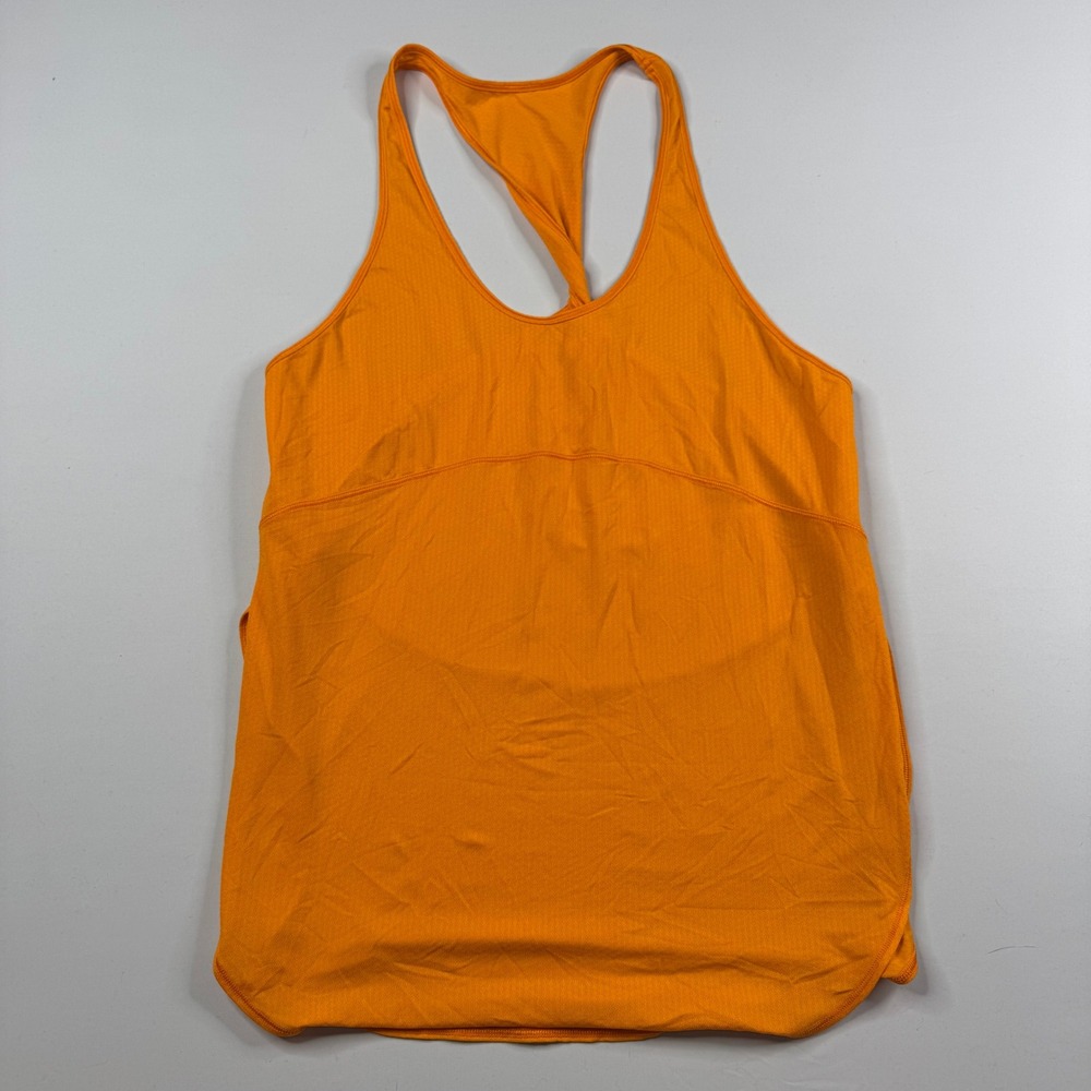 Lululemon Orange Mesh Racerback Tank Top Twisted Back Athletic Yoga Shirt Size 4